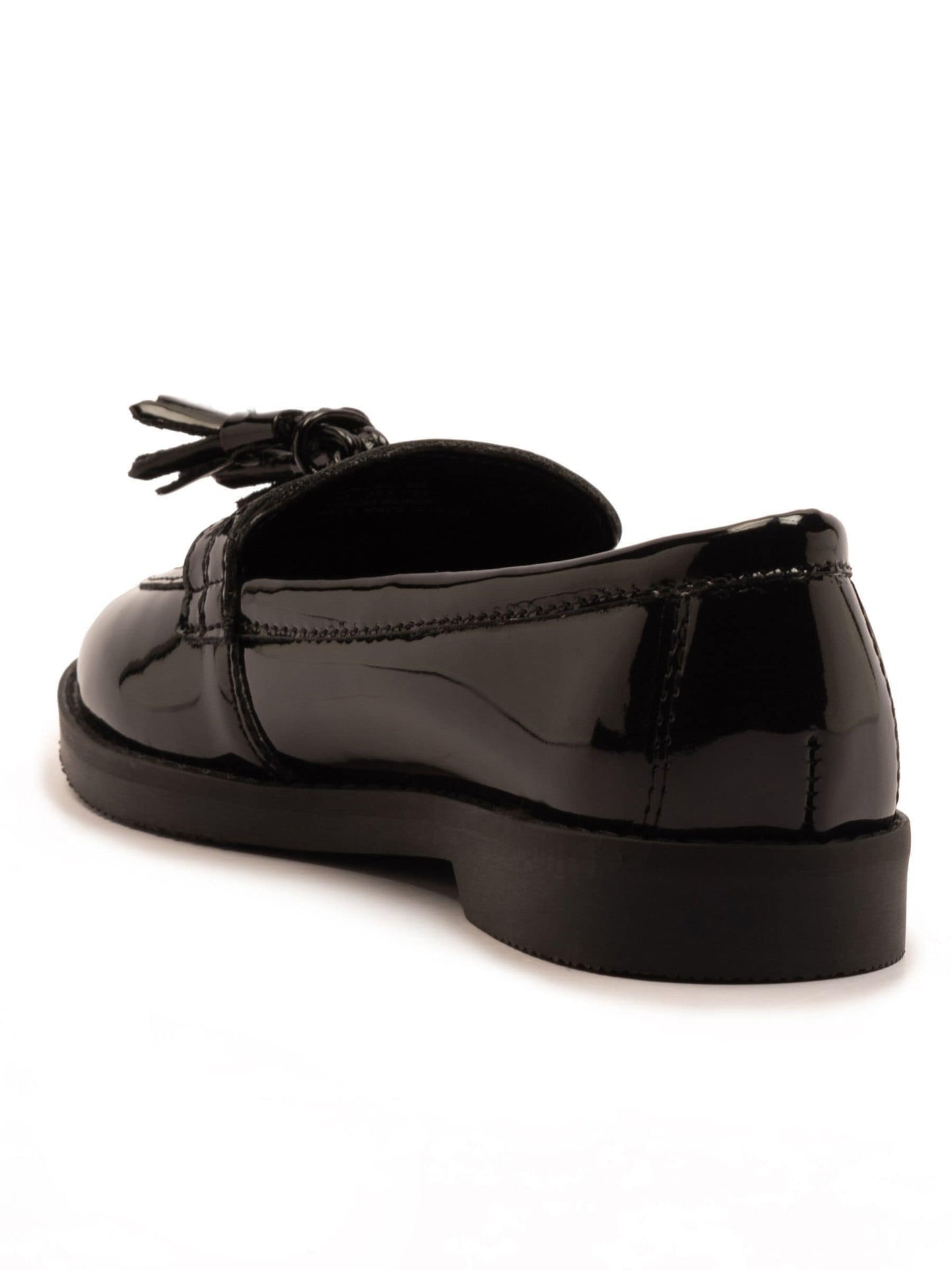 Off The Hook Black Ellen Patent Leather Slip-On Tassel Loafer School Shoes image 3