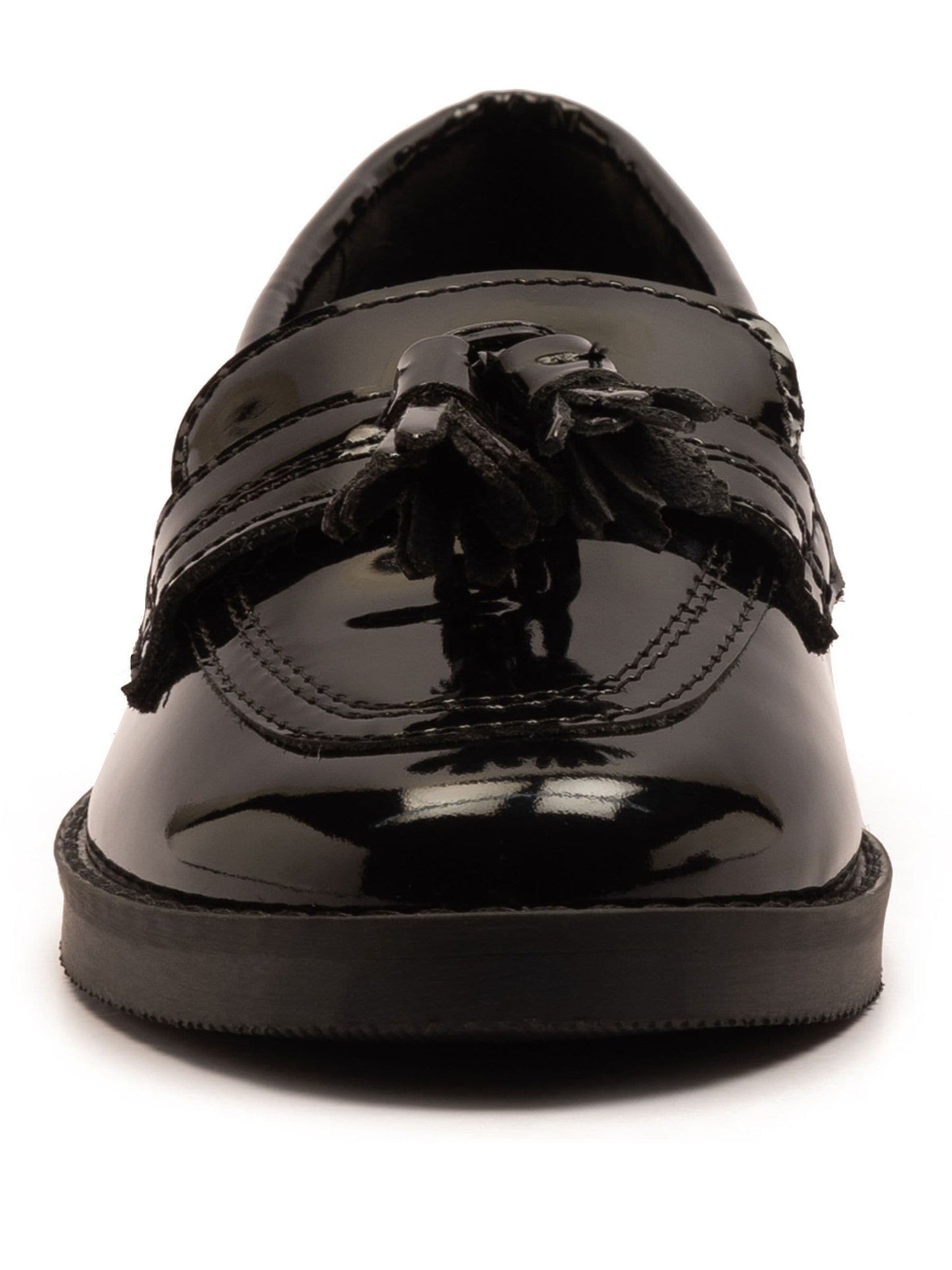 Off The Hook Black Ellen Patent Leather Slip-On Tassel Loafer School Shoes image 4