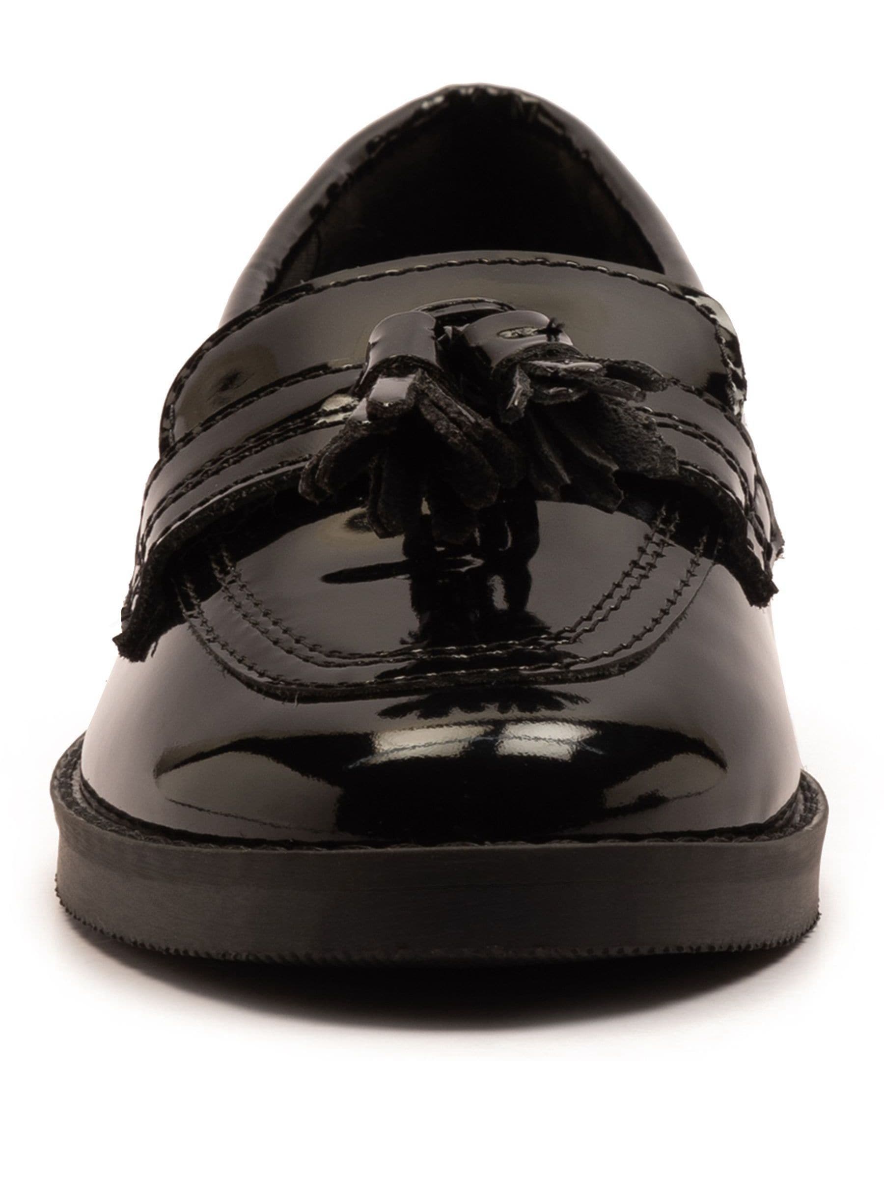 Off The Hook Black Ellen Patent Leather Slip-On Tassel Loafer School Shoes image 4