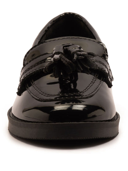 Off The Hook Black Ellen Patent Leather Slip-On Tassel Loafer School Shoes image 4