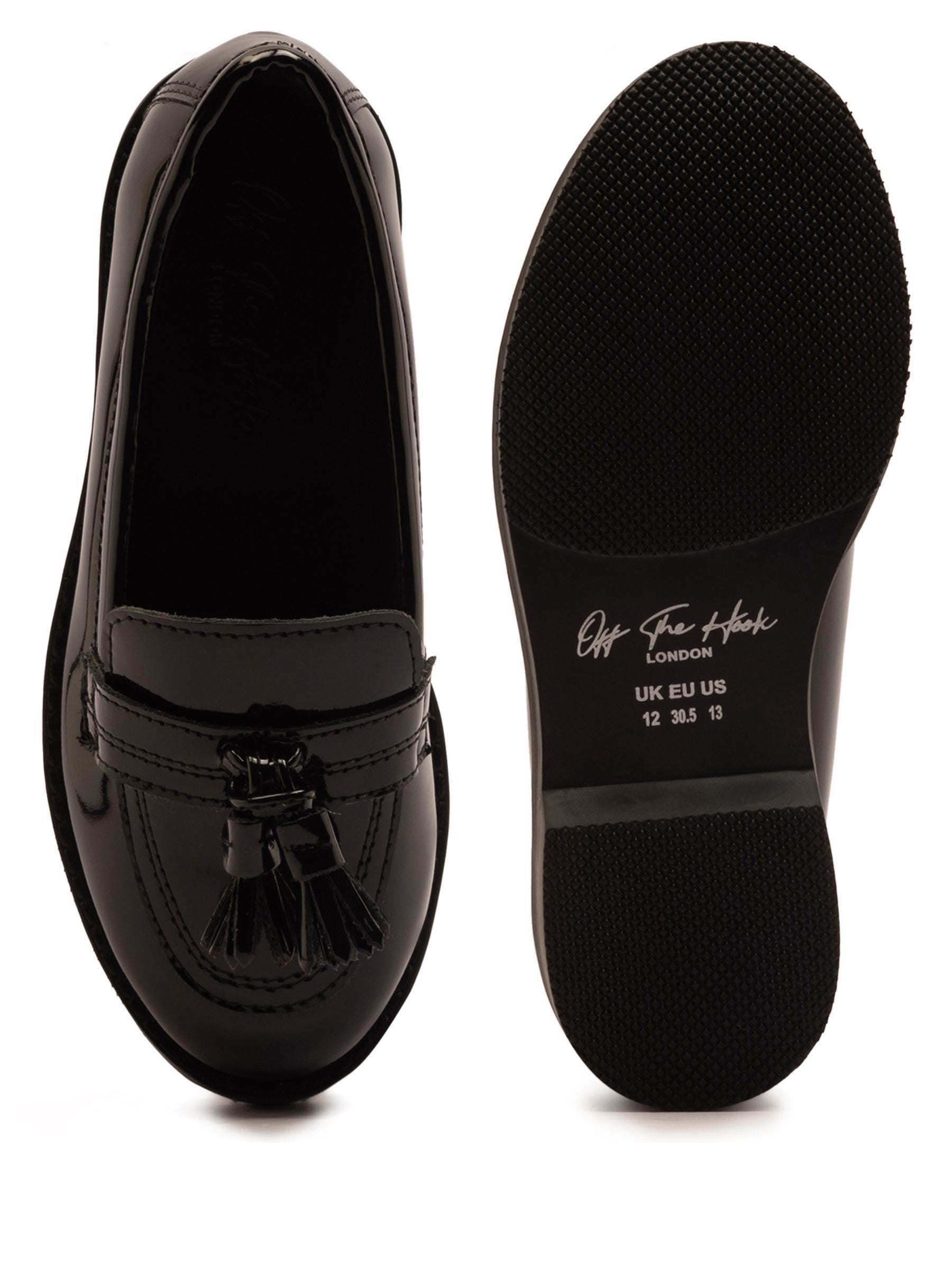 Off The Hook Black Ellen Patent Leather Slip-On Tassel Loafer School Shoes image 6