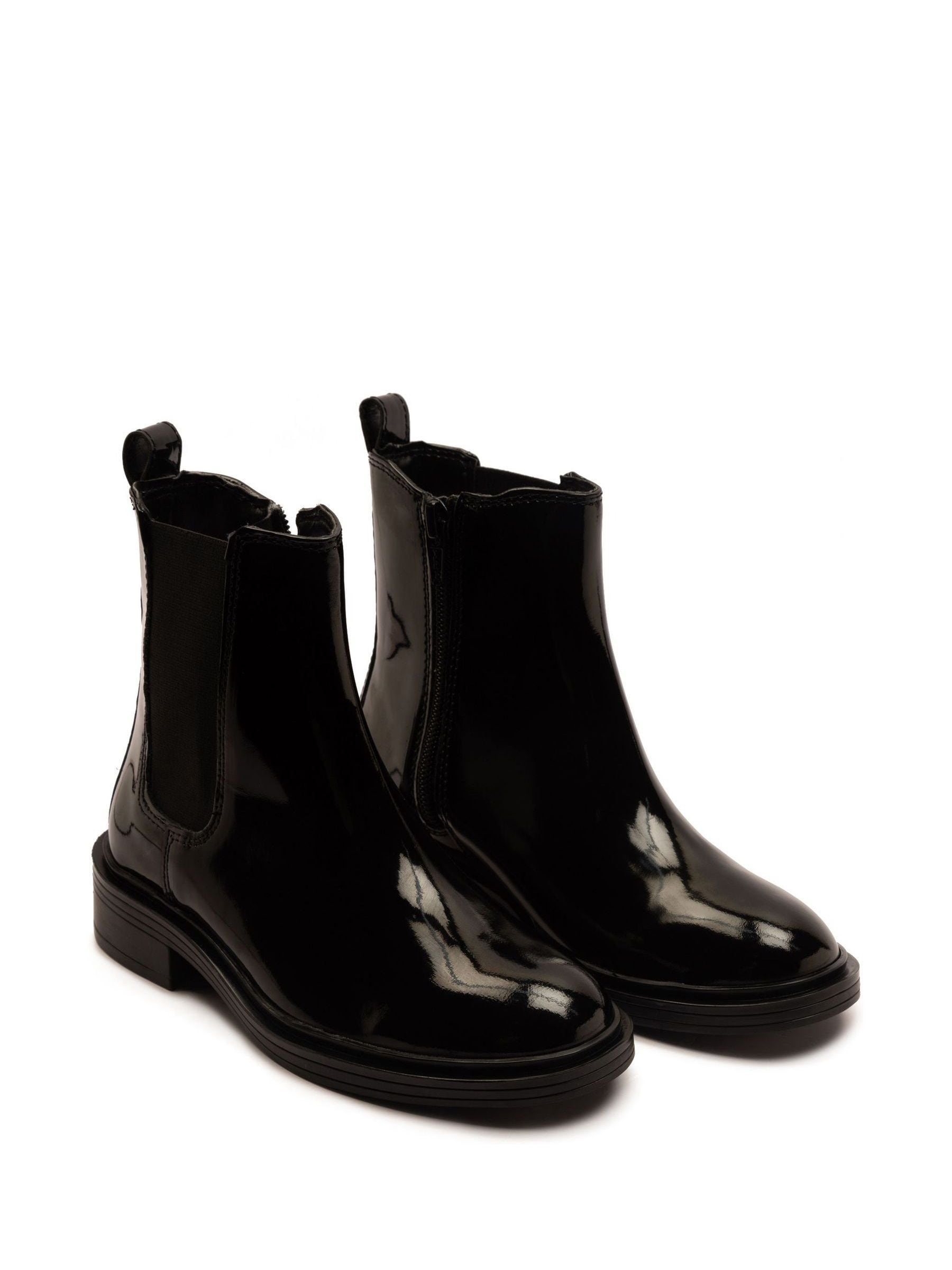 Off The Hook Black Kiki Patent Leather Ankle Chelsea Boots image 2