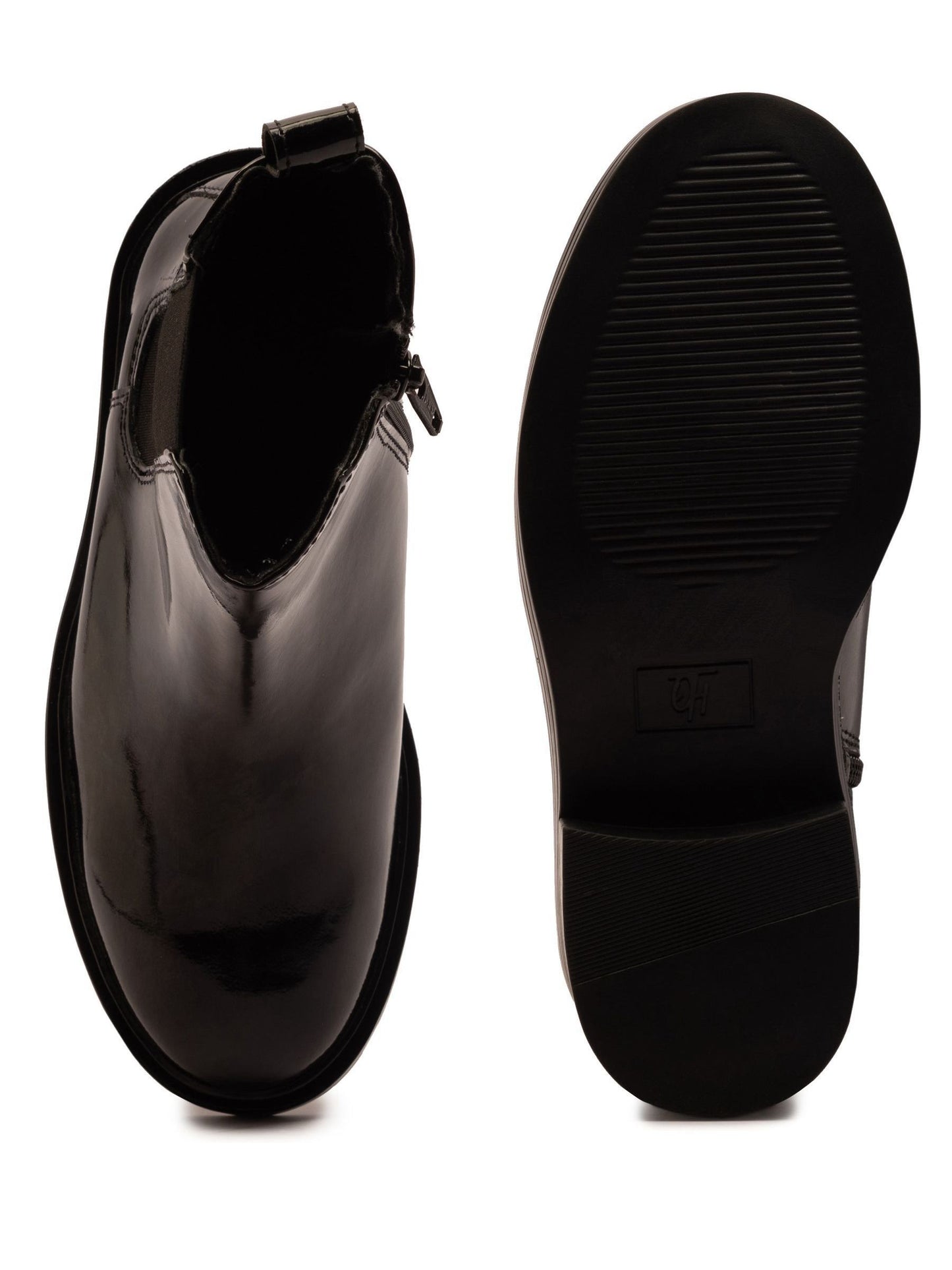 Off The Hook Black Kiki Patent Leather Ankle Chelsea Boots image 6