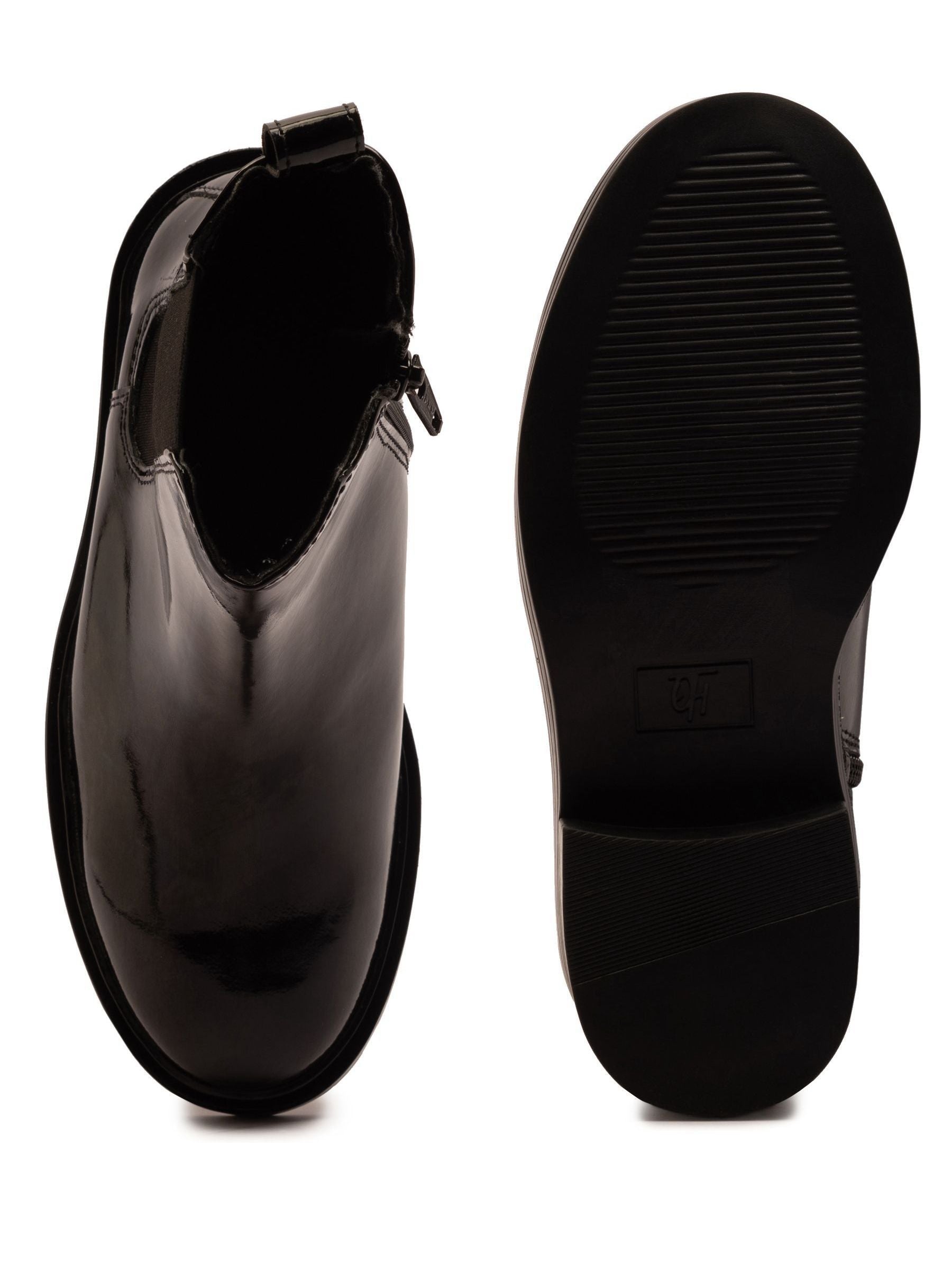 Off The Hook Black Kiki Patent Leather Ankle Chelsea Boots image 6