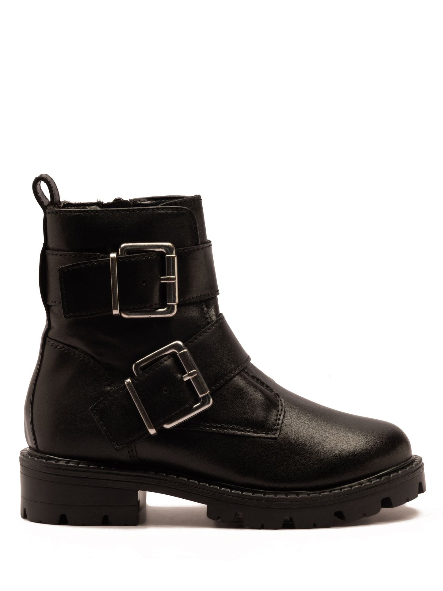 Off The Hook Black Surrey Leather Double Buckle Ankle Boots image 2