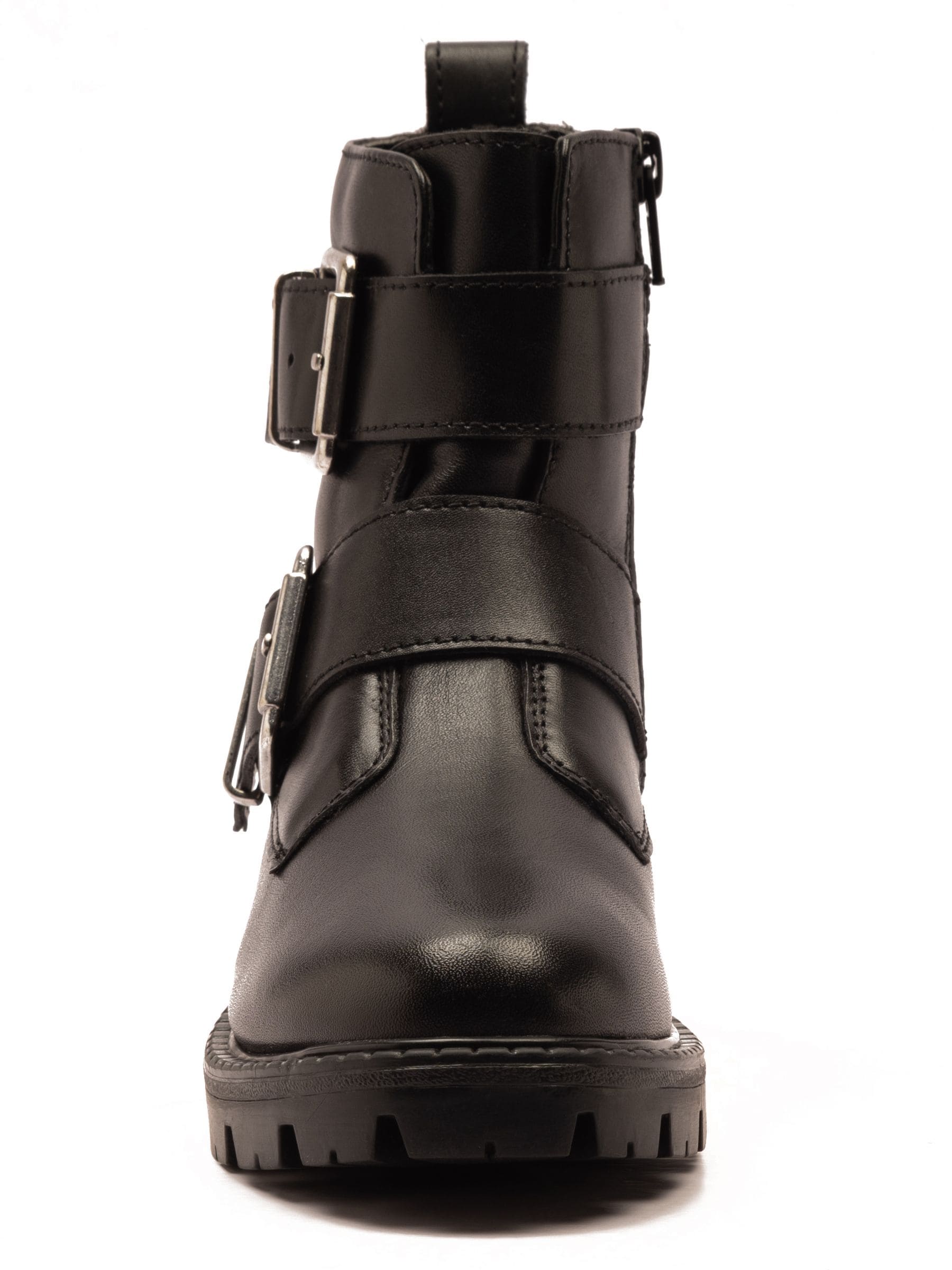 Off The Hook Black Surrey Leather Double Buckle Ankle Boots image 3