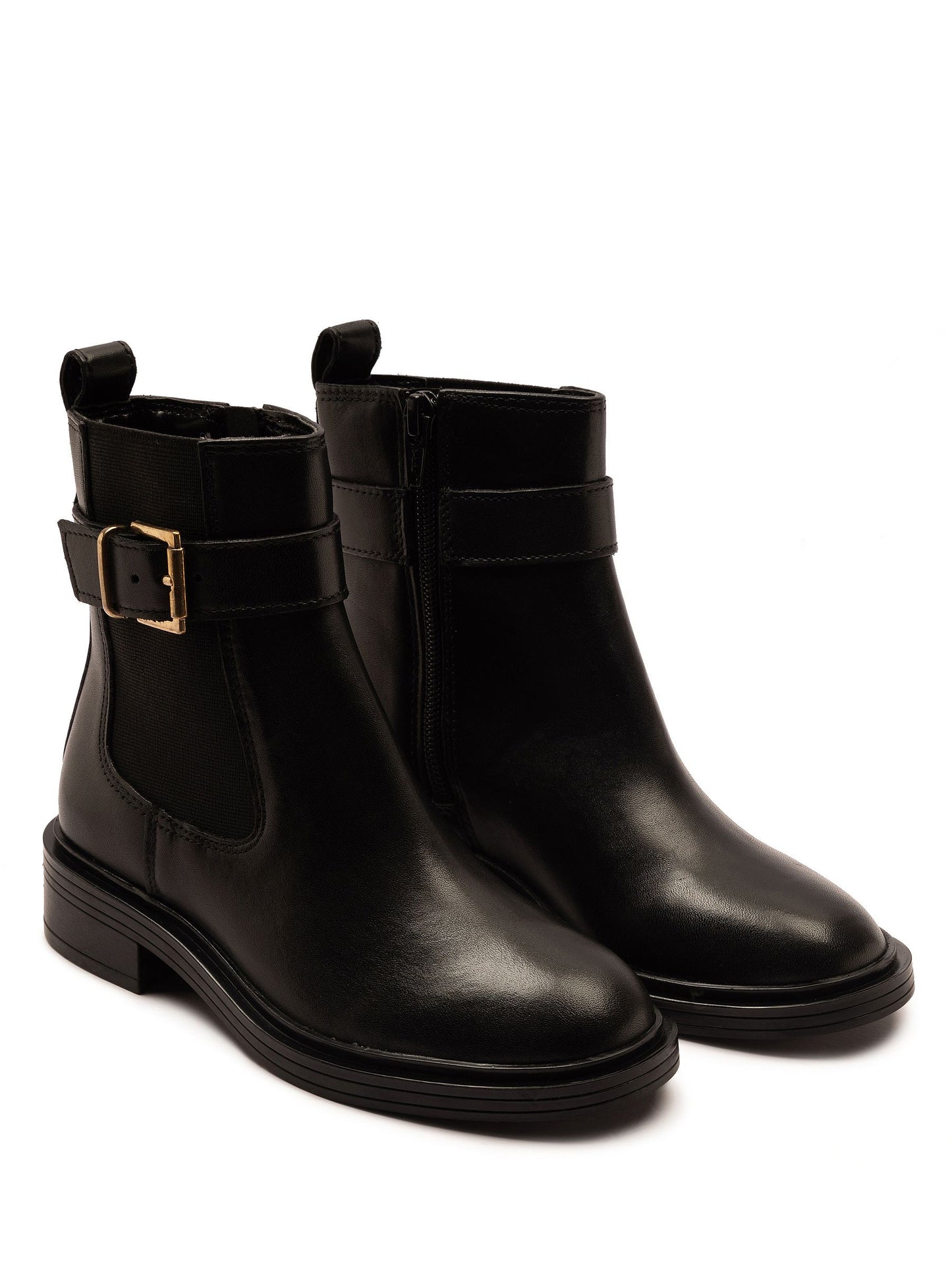 Off The Hook Black Tiana Leather Buckle Ankle Boots image 1