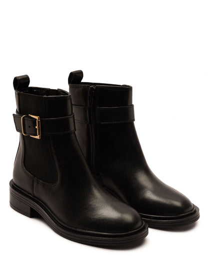 Off The Hook Black Tiana Leather Buckle Ankle Boots image 1