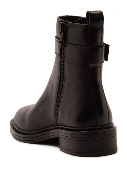 Off The Hook Black Tiana Leather Buckle Ankle Boots image 3