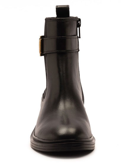 Off The Hook Black Tiana Leather Buckle Ankle Boots image 4