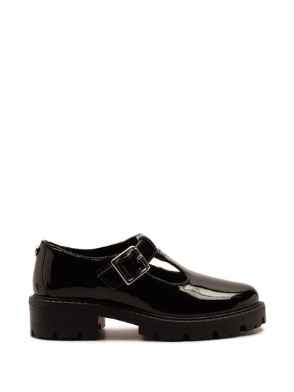 Off The Hook Black Clarice Chunky Heel Patent T-Bar Mary Jane School Shoes image 1