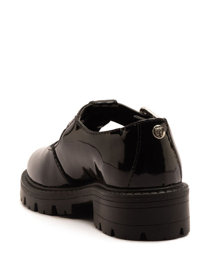 Off The Hook Black Clarice Chunky Heel Patent T-Bar Mary Jane School Shoes image 3