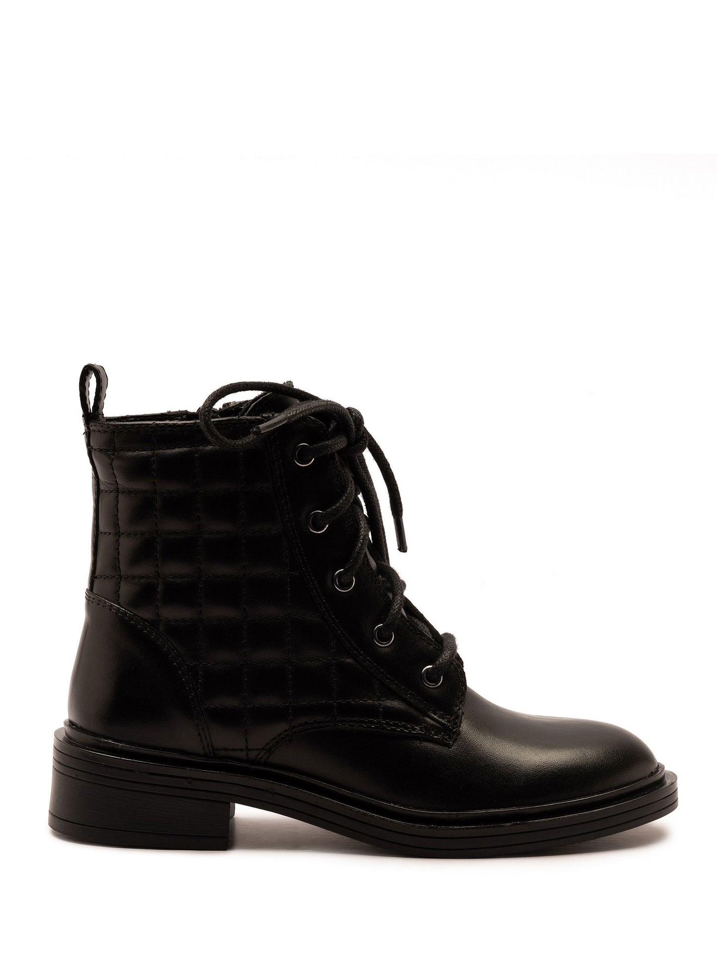 Off The Hook Black Sophia Leather Quilted Ankle Lace-Up Boots image 2