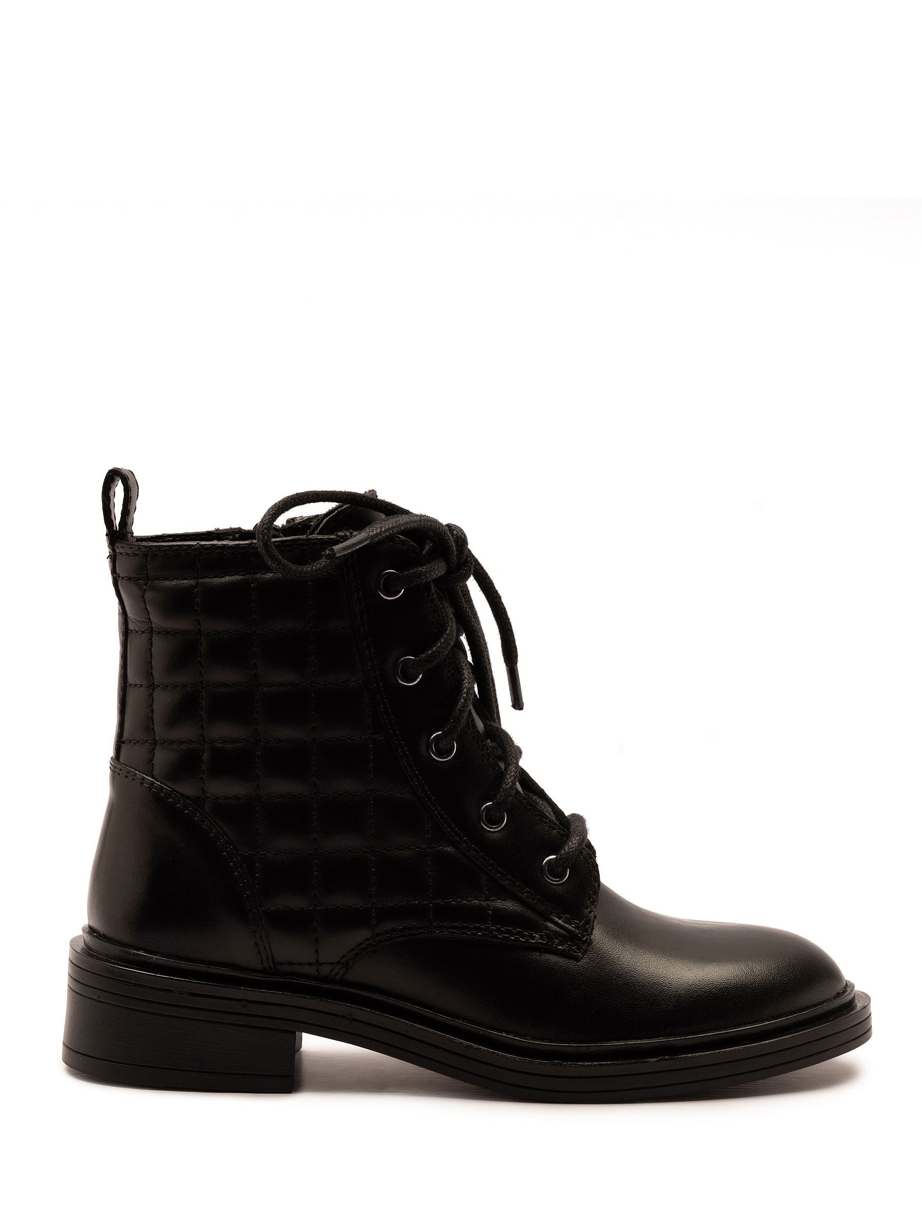 Off The Hook Black Sophia Leather Quilted Ankle Lace-Up Boots image 2