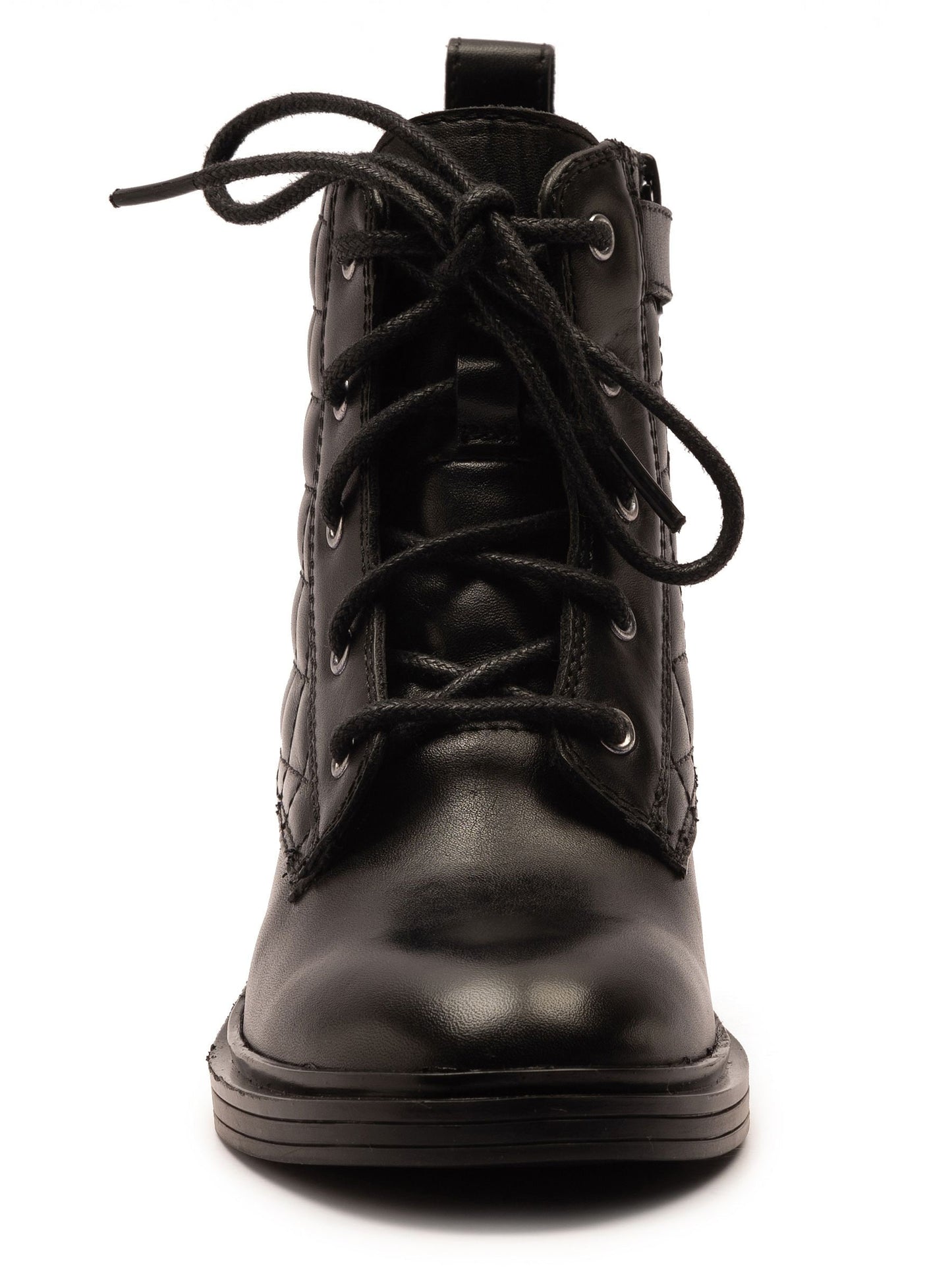 Off The Hook Black Sophia Leather Quilted Ankle Lace-Up Boots image 4