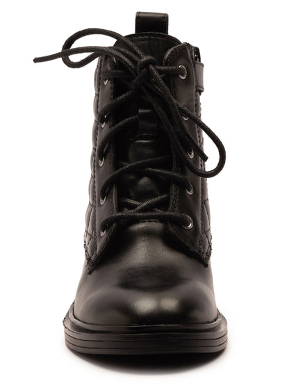 Off The Hook Black Sophia Leather Quilted Ankle Lace-Up Boots image 4