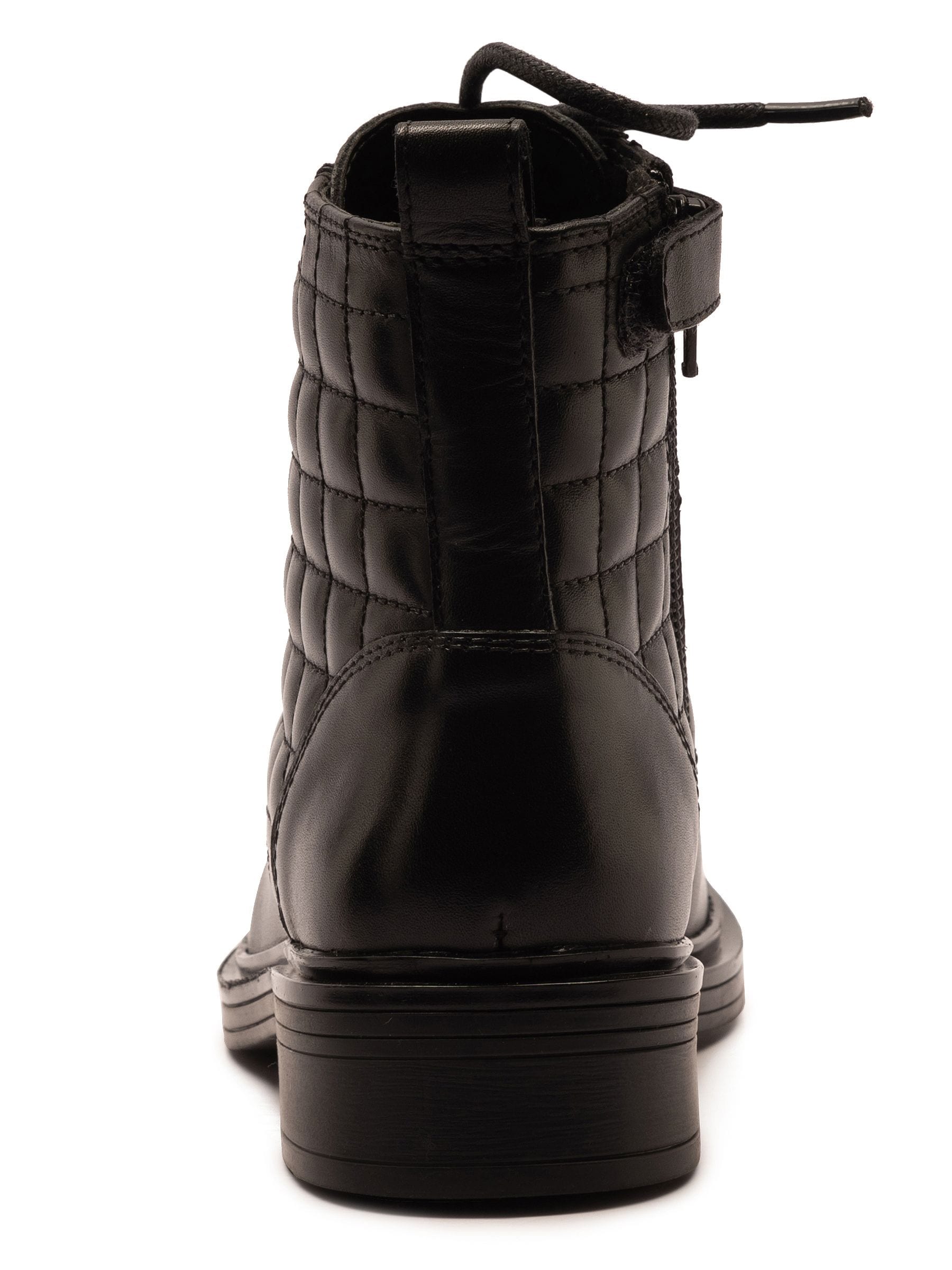 Off The Hook Black Sophia Leather Quilted Ankle Lace-Up Boots image 5
