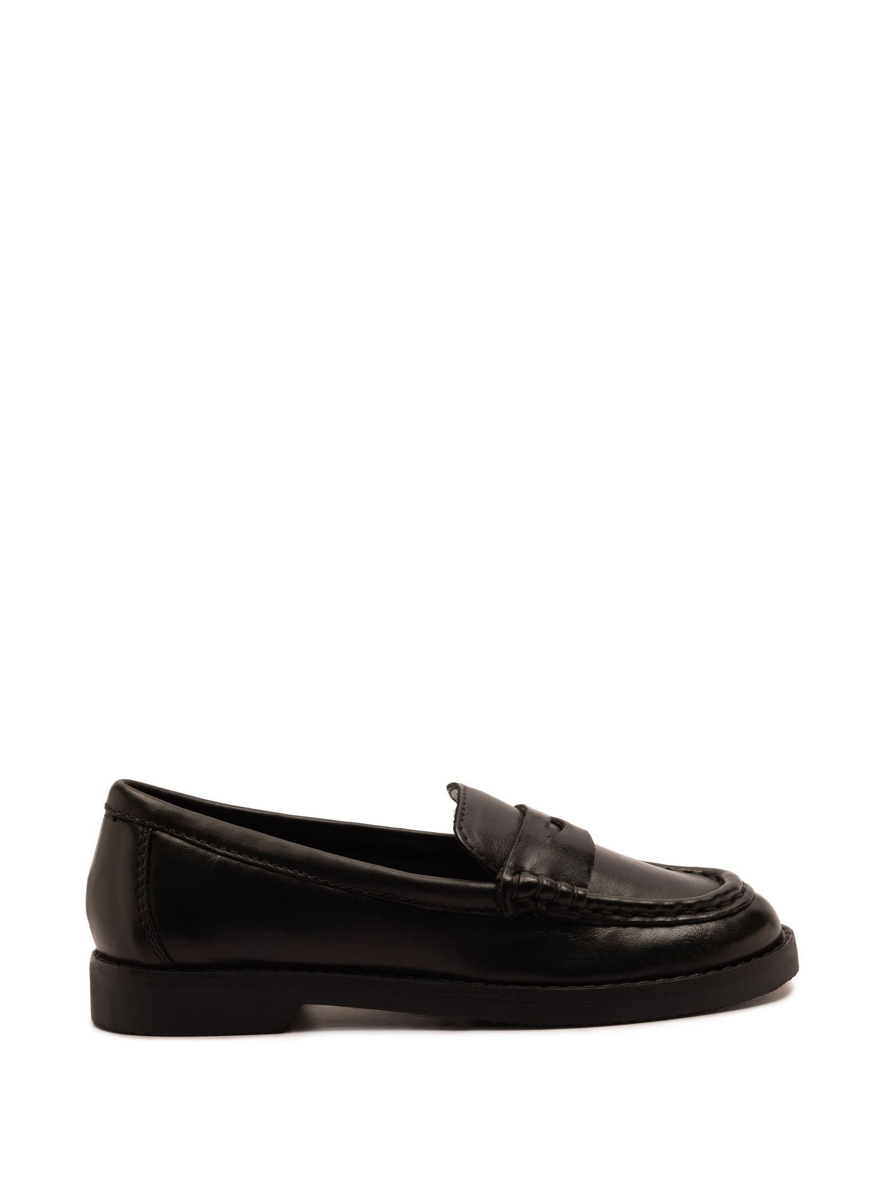 Off The Hook Black Hermoine Slip On Formal Leather School Shoes image 1