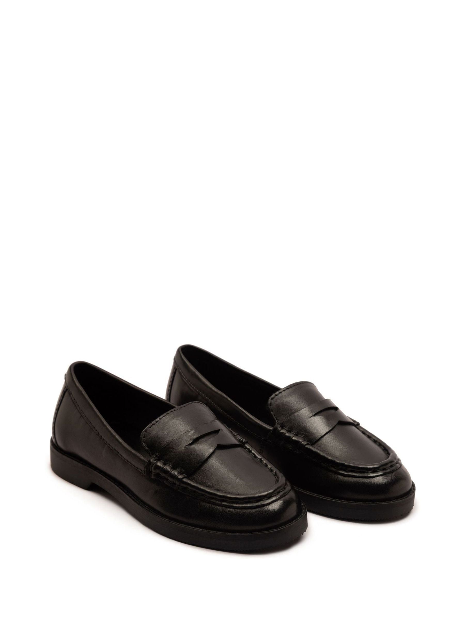 Off The Hook Black Hermoine Slip On Formal Leather School Shoes image 2