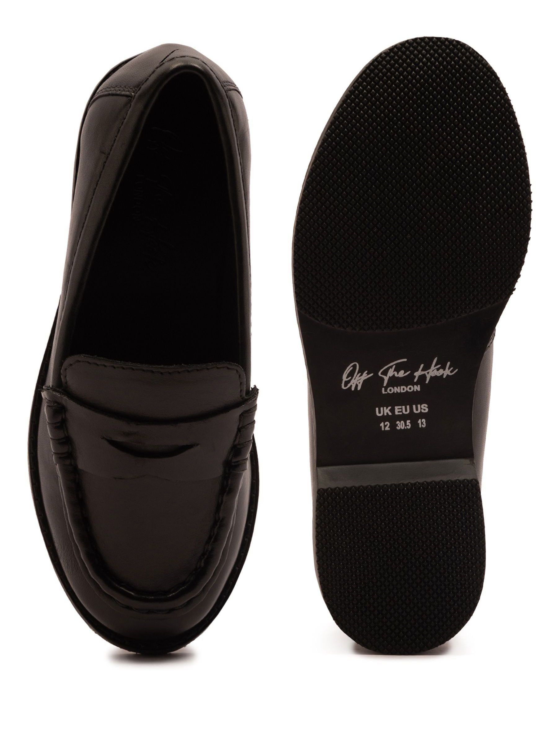 Off The Hook Black Hermoine Slip On Formal Leather School Shoes image 4