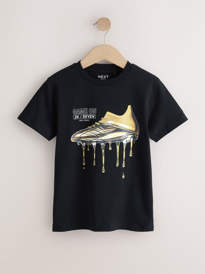 Dsiney Kidz - Black/Gold/White Regular Fit Graphic Print Short Sleeve T-Shirts 3 Pack (3-16yrs) image 2