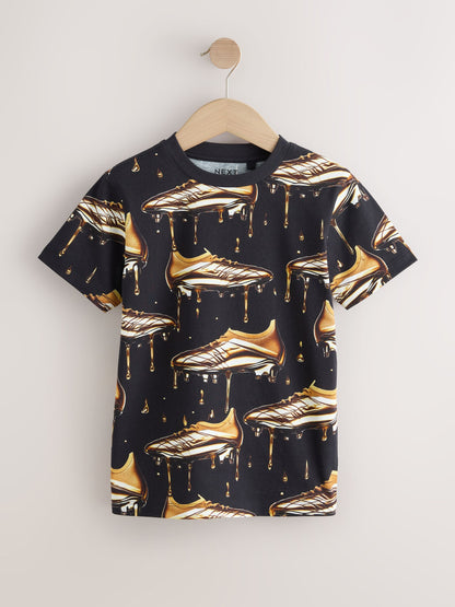 Dsiney Kidz - Black/Gold/White Regular Fit Graphic Print Short Sleeve T-Shirts 3 Pack (3-16yrs) image 3