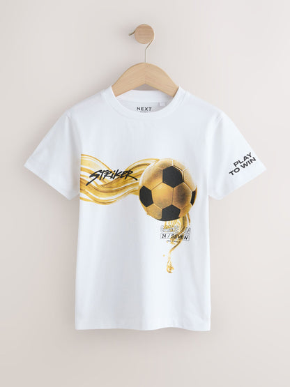 Dsiney Kidz - Black/Gold/White Regular Fit Graphic Print Short Sleeve T-Shirts 3 Pack (3-16yrs) image 4