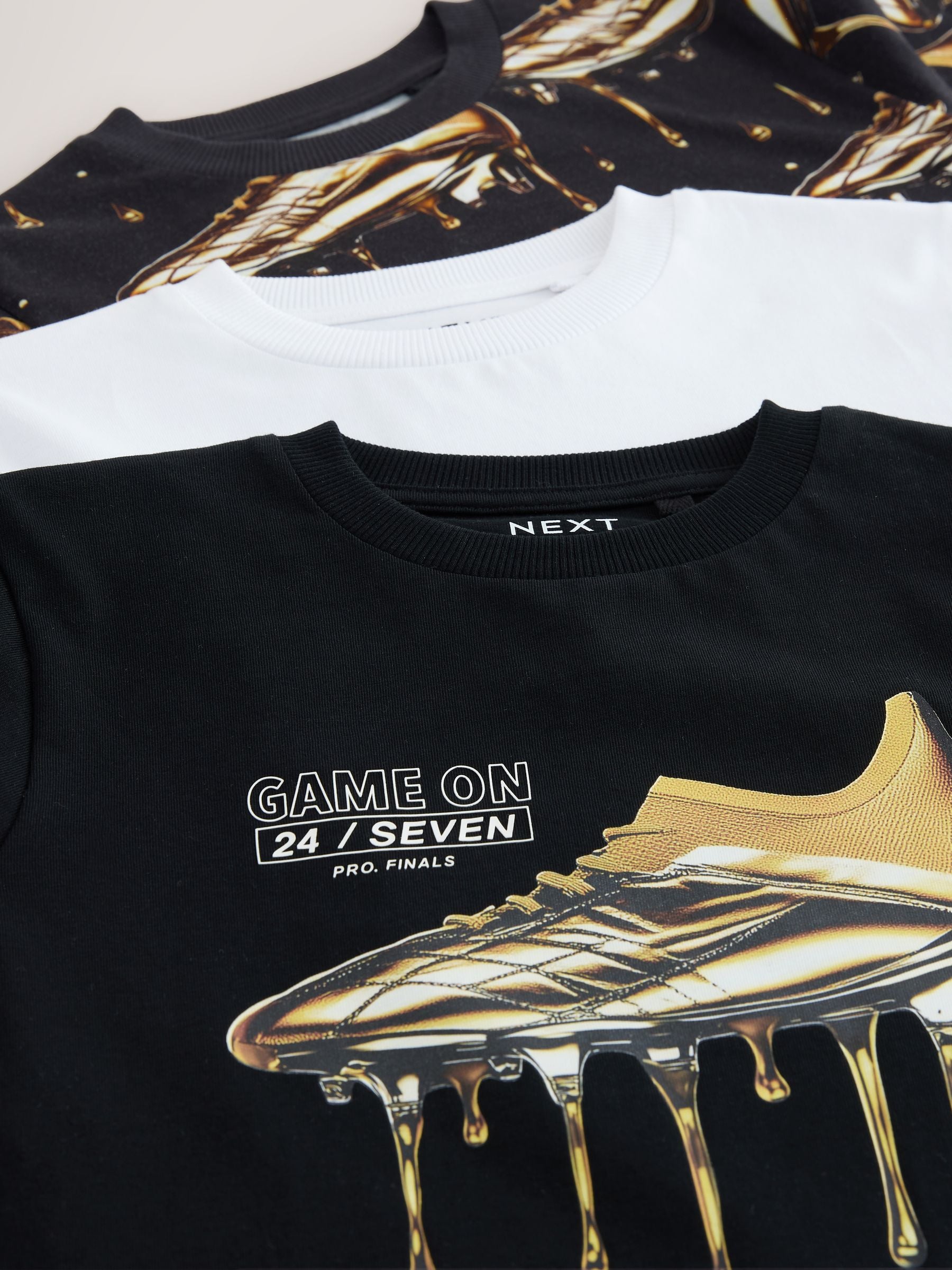 Dsiney Kidz - Black/Gold/White Regular Fit Graphic Print Short Sleeve T-Shirts 3 Pack (3-16yrs) image 7