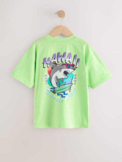 Dsiney Kidz - Purple/Green/White Relaxed Fit Graphic Print Short Sleeve T-Shirts 3 Pack (3-16yrs) image 3
