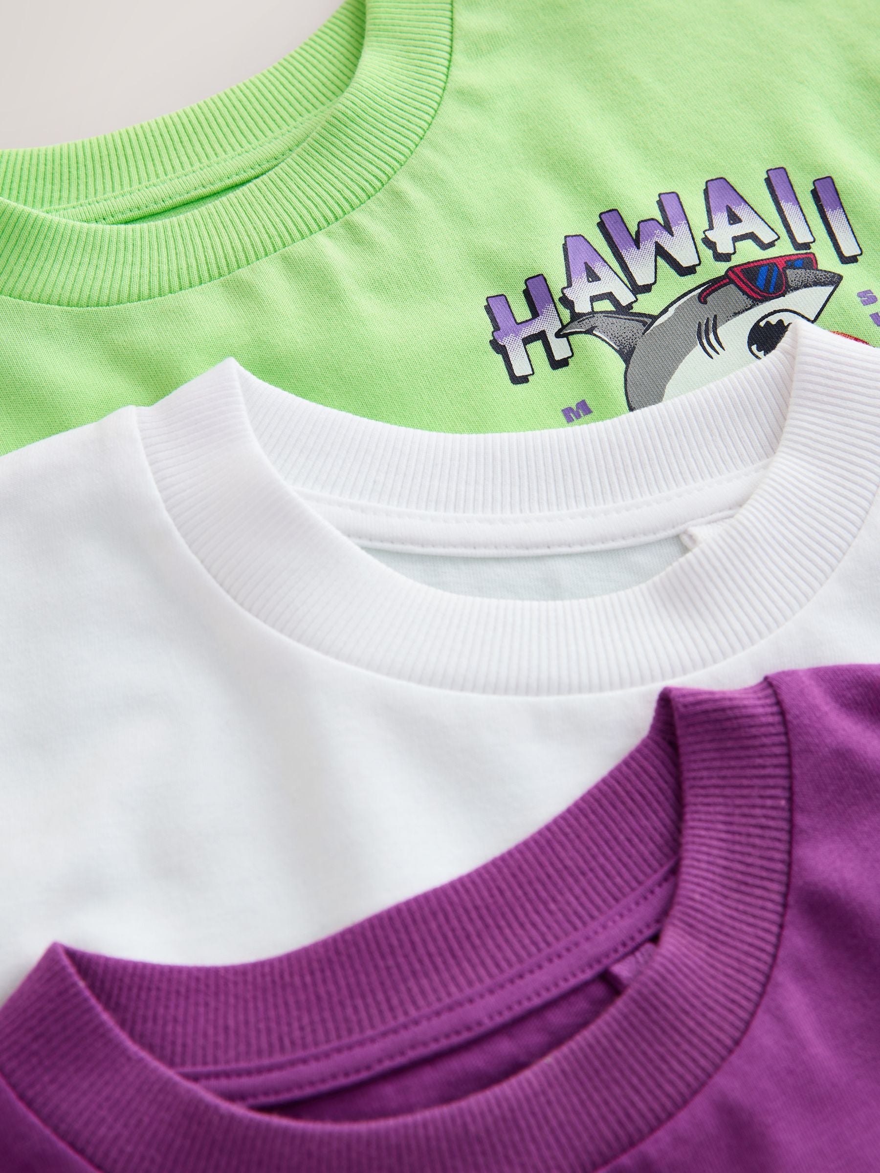 Dsiney Kidz - Purple/Green/White Relaxed Fit Graphic Print Short Sleeve T-Shirts 3 Pack (3-16yrs) image 6