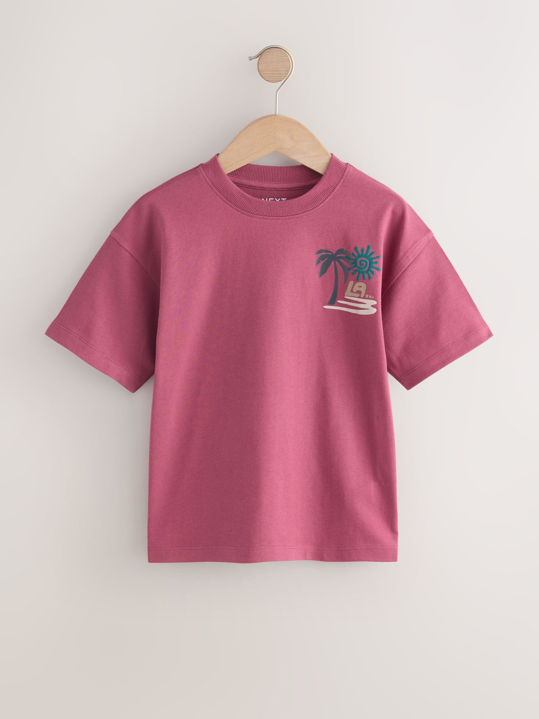 Dsiney Kidz - Berry/Mineral/Ecru Relaxed Fit Graphic Print Short Sleeve T-Shirts 3 Pack (3-16yrs) image 5