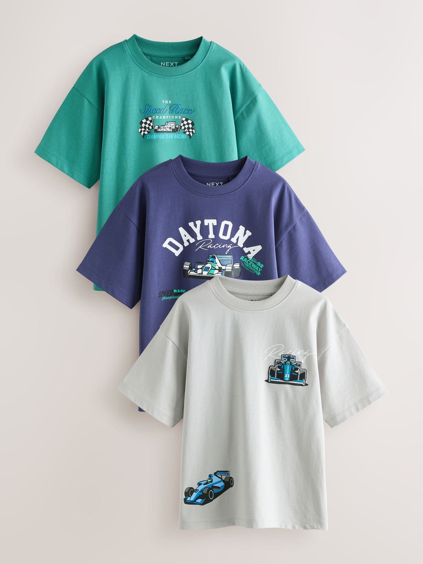Dsiney Kidz - Blue/Grey/Green Relaxed Fit Graphic Print Short Sleeve T-Shirts 3 Pack (3-16yrs) image 1