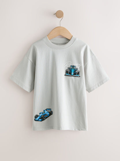 Dsiney Kidz - Blue/Grey/Green Relaxed Fit Graphic Print Short Sleeve T-Shirts 3 Pack (3-16yrs) image 2