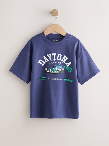 Dsiney Kidz - Blue/Grey/Green Relaxed Fit Graphic Print Short Sleeve T-Shirts 3 Pack (3-16yrs) image 3
