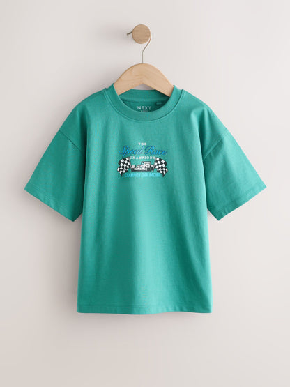 Dsiney Kidz - Blue/Grey/Green Relaxed Fit Graphic Print Short Sleeve T-Shirts 3 Pack (3-16yrs) image 4