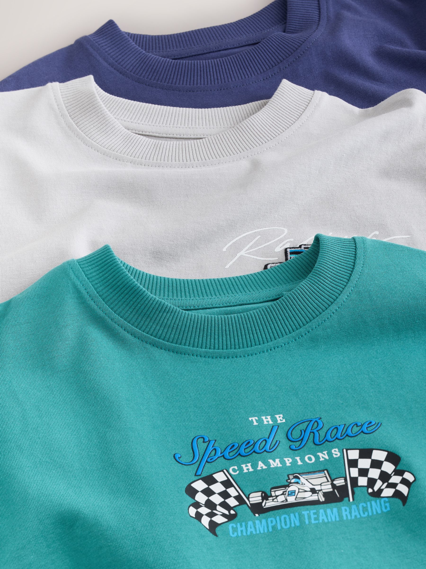 Dsiney Kidz - Blue/Grey/Green Relaxed Fit Graphic Print Short Sleeve T-Shirts 3 Pack (3-16yrs) image 7