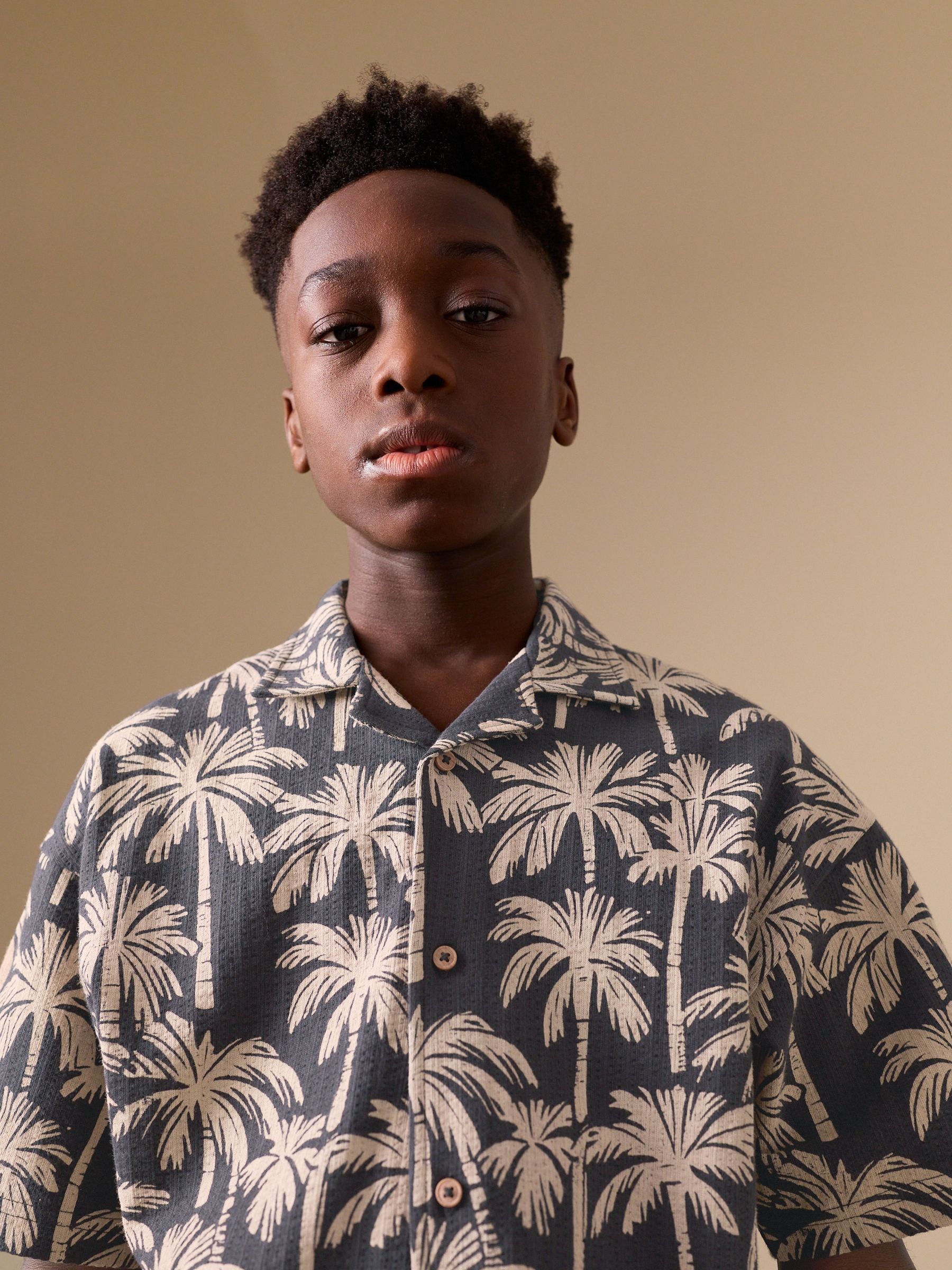 Dsiney Kidz - Black/Ecru Button Through Short Sleeve Jersey Shirt (3-16yrs) image 3