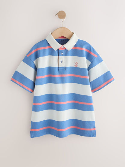 Dsiney Kidz - Pink/Blue/Ecru Relaxed Fit Stripe Short Sleeve Polo Shirt (3-16yrs) image 4