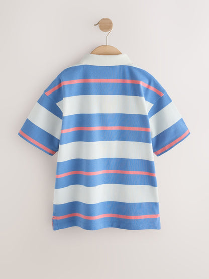 Dsiney Kidz - Pink/Blue/Ecru Relaxed Fit Stripe Short Sleeve Polo Shirt (3-16yrs) image 5