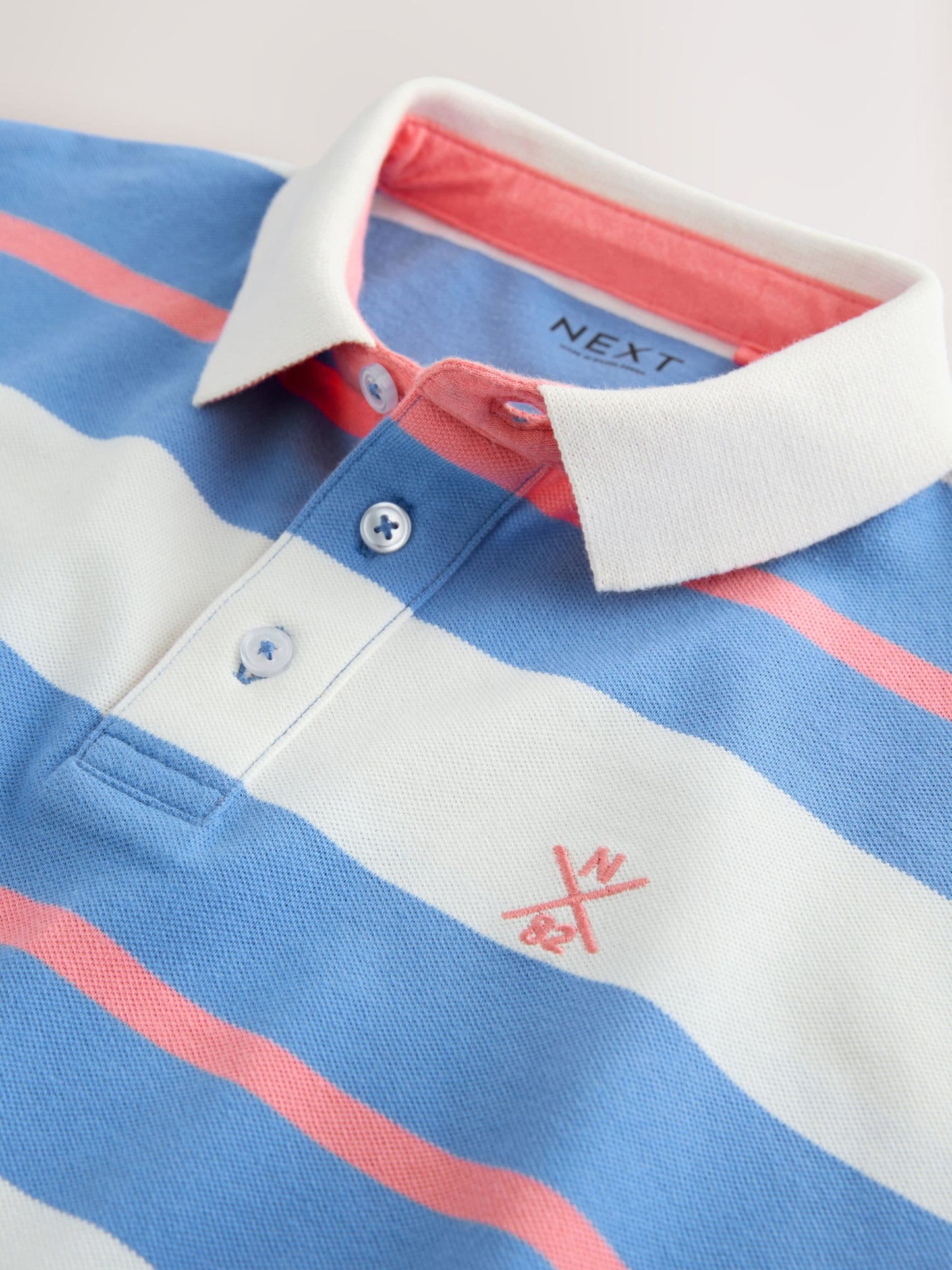 Dsiney Kidz - Pink/Blue/Ecru Relaxed Fit Stripe Short Sleeve Polo Shirt (3-16yrs) image 6