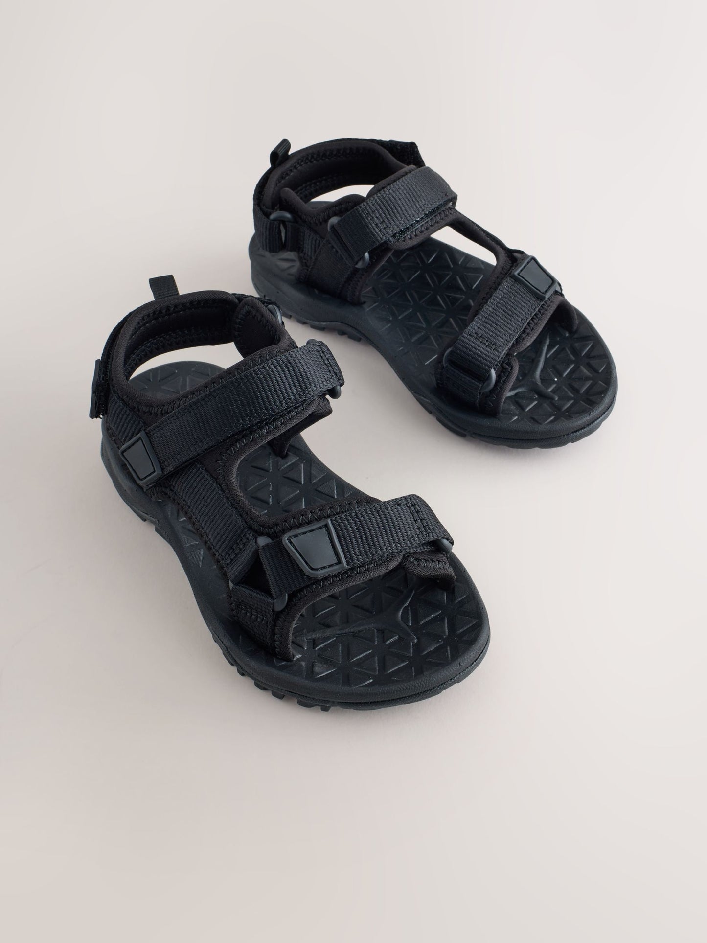 Black Standard Fit (F) Touch Fastening Trekker Walking Sandals image 2