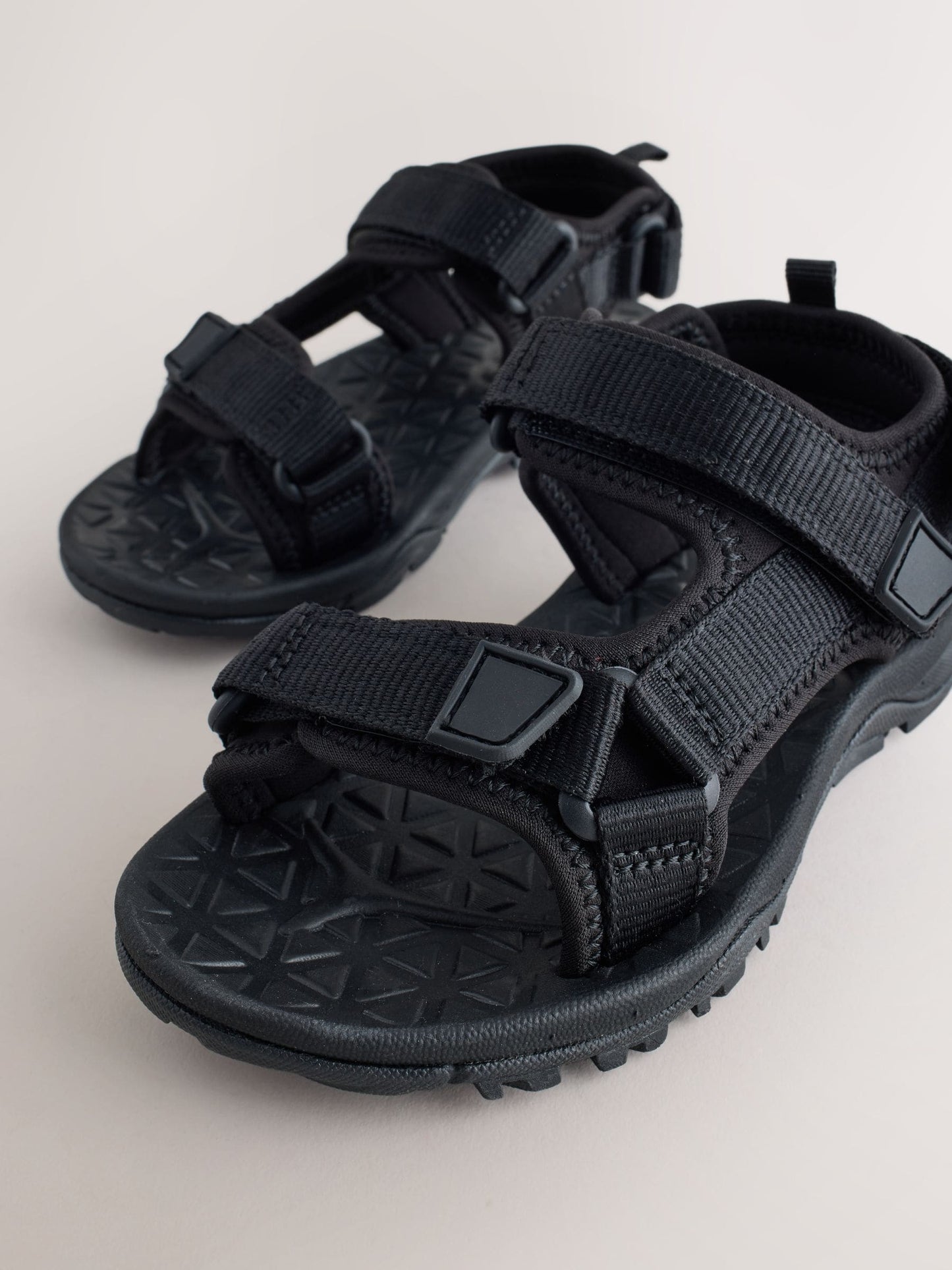 Black Standard Fit (F) Touch Fastening Trekker Walking Sandals image 4