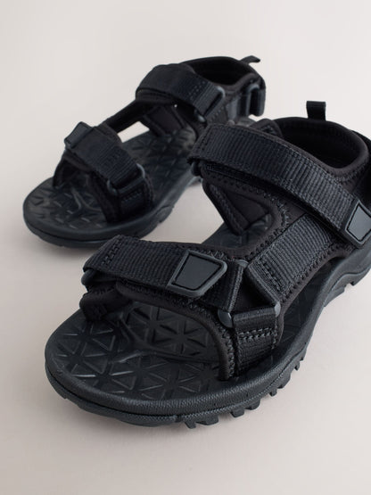 Black Standard Fit (F) Touch Fastening Trekker Walking Sandals image 4