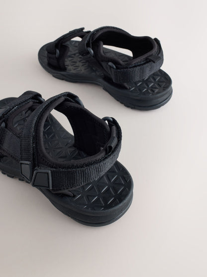 Black Standard Fit (F) Touch Fastening Trekker Walking Sandals image 5