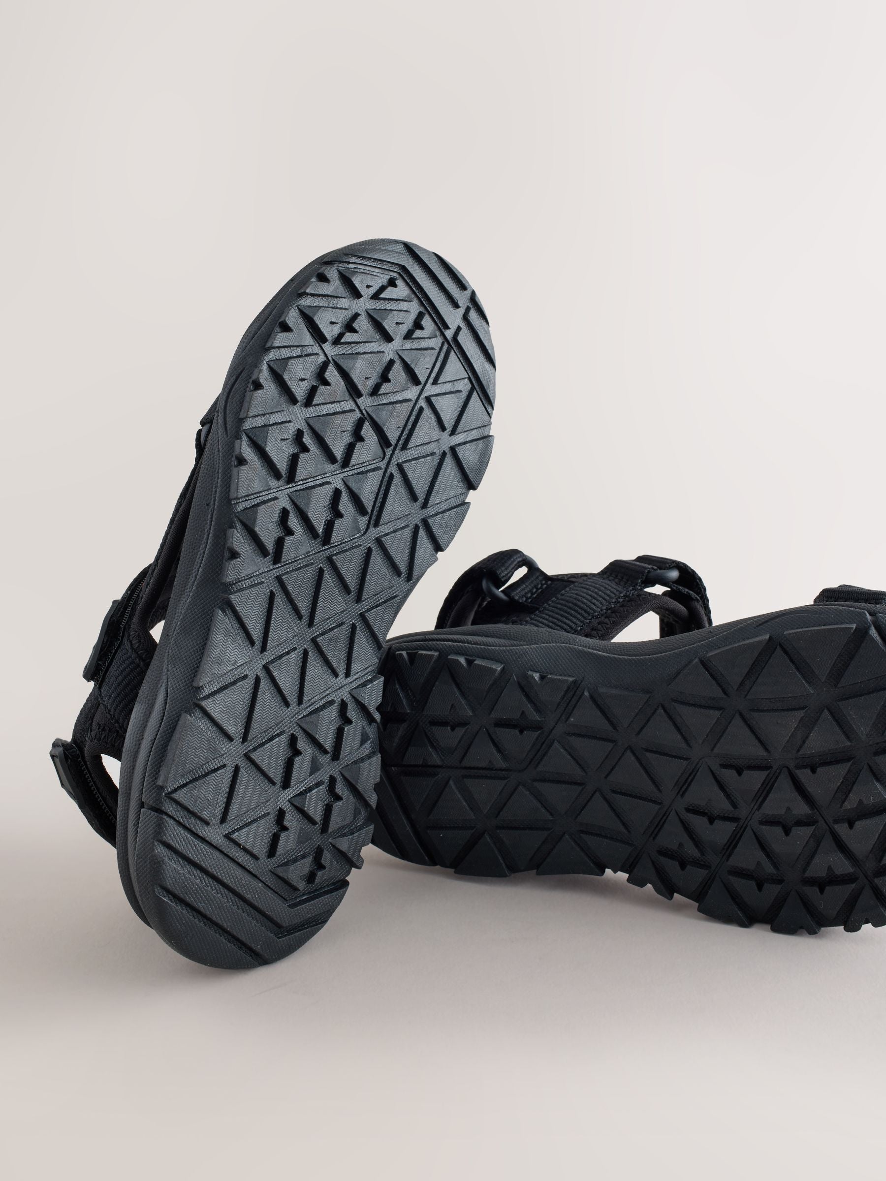Black Standard Fit (F) Touch Fastening Trekker Walking Sandals image 6