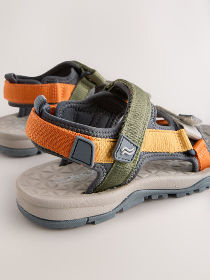 Neutral Colourblock Standard Fit (F) Touch Fastening Trekker Walking Sandals image 4