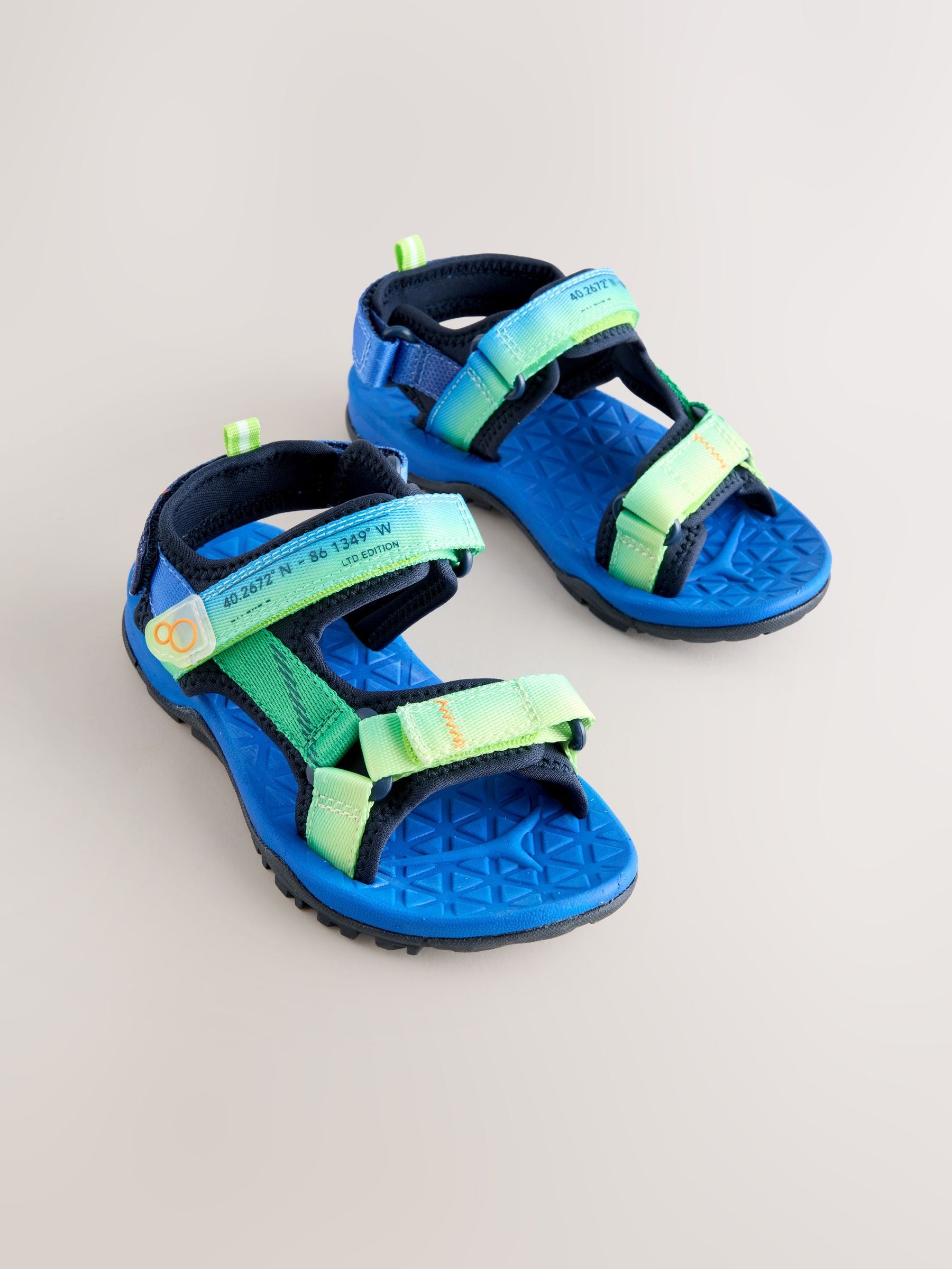 Blue/Green Standard Fit (F) Touch Fastening Trekker Walking Sandals image 2