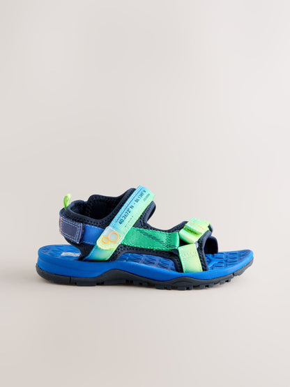Blue/Green Standard Fit (F) Touch Fastening Trekker Walking Sandals image 3