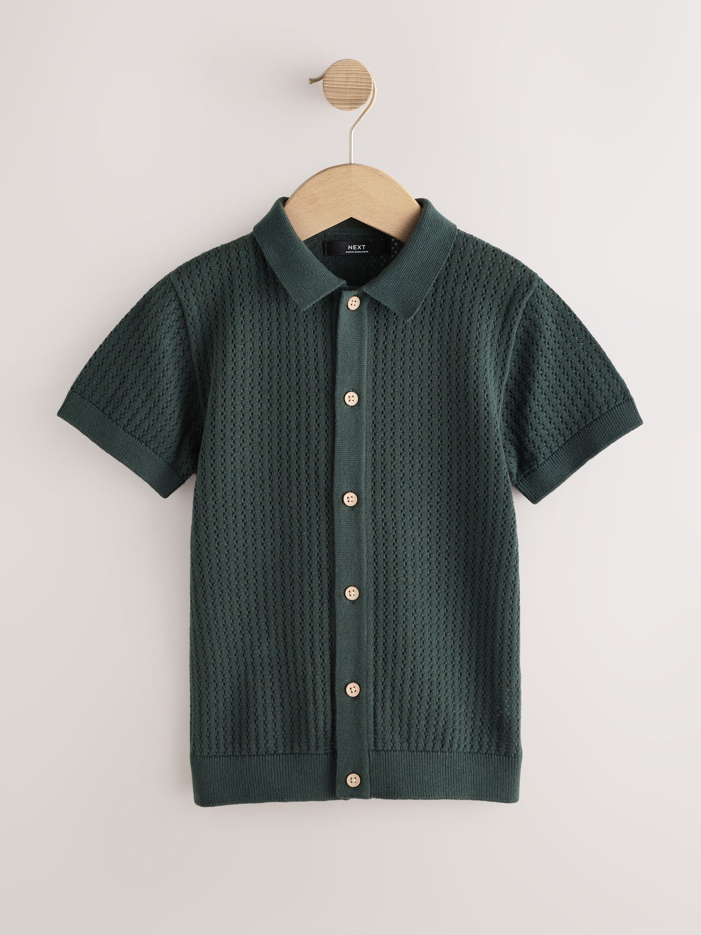 Dsiney Kidz - Forest Green Knitted Button Through Polo Shirt (3-16yrs) image 1