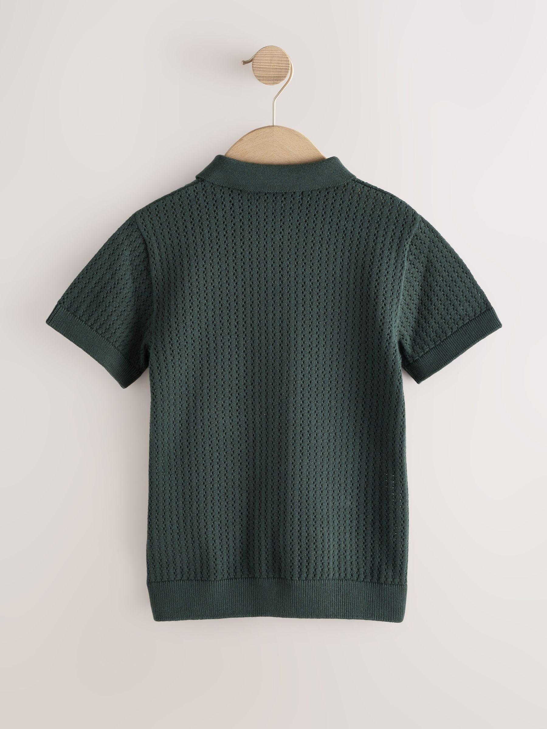 Dsiney Kidz - Forest Green Knitted Button Through Polo Shirt (3-16yrs) image 2